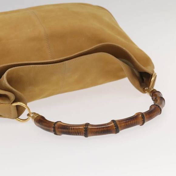 GUCCI Bamboo Hand Bag Leather 2way Beige Gold 001 14 1577 Auth bs19044 - Picture 7 of 16